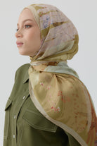 Kardelen Şifon İpek Şal - Olive TUGBA