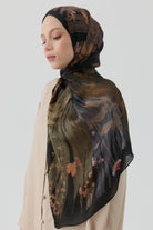 Kardelen Şifon İpek Şal - Siyah TUGBA