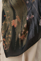 Kardelen Şifon İpek Şal - Siyah TUGBA