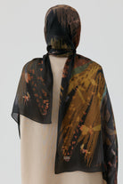 Kardelen Şifon İpek Şal - Siyah TUGBA