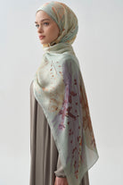 Kardelen Şifon İpek Şal - Su Yeşili TUGBA