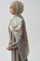 Kardelen Şifon İpek Şal - Su Yeşili TUGBA