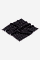 Kare Çizgi Desenli Twill İpek Eşarp - Siyah TUGBA