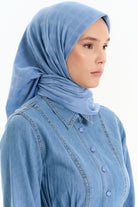 Kare Desen Pamuk Eşarp - İndigo TUGBA