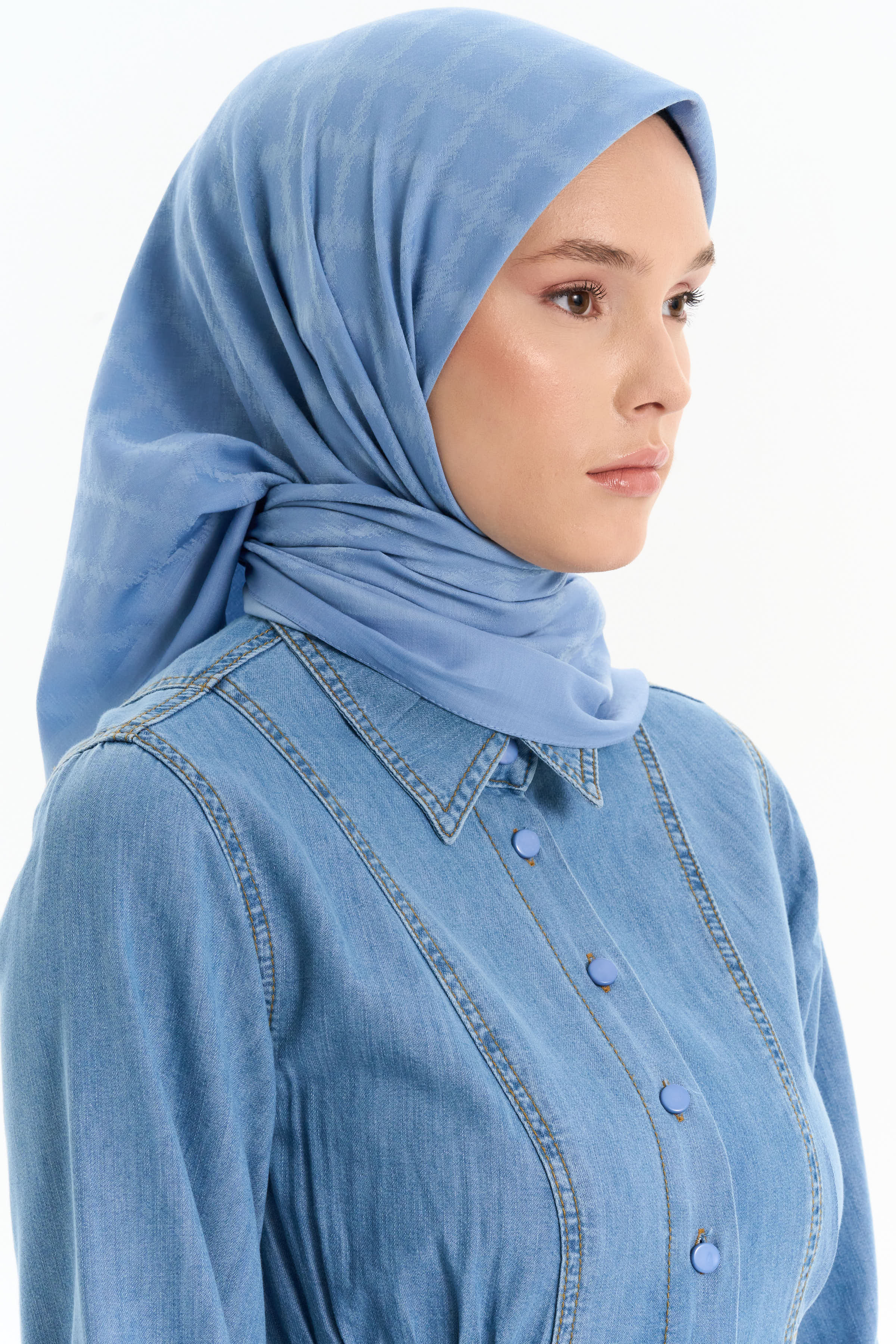 Kare Desen Pamuk Eşarp - İndigo TUGBA