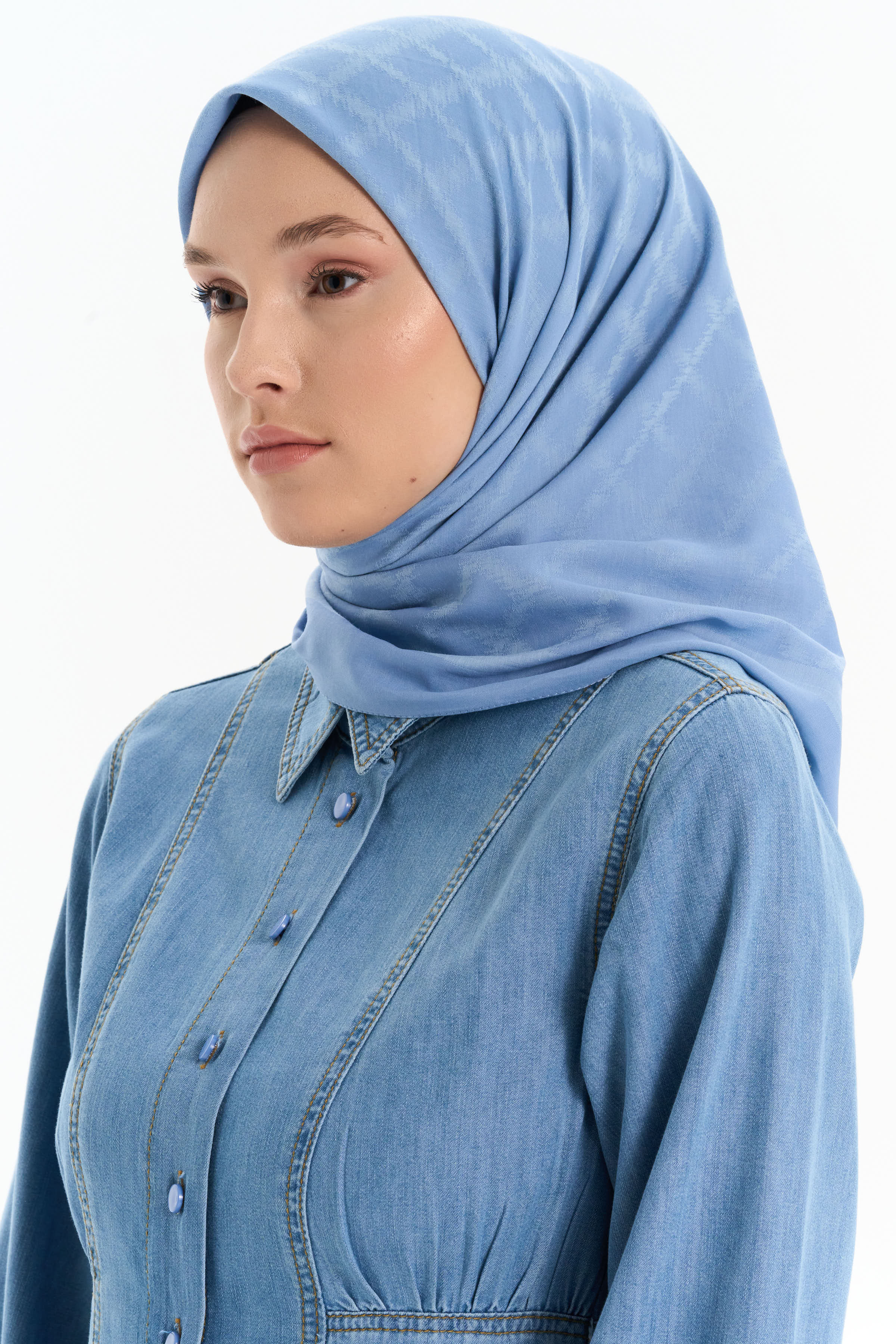 Kare Desen Pamuk Eşarp - İndigo TUGBA