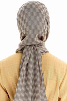 Kare Desen Viskon Şal - Bej TUGBA