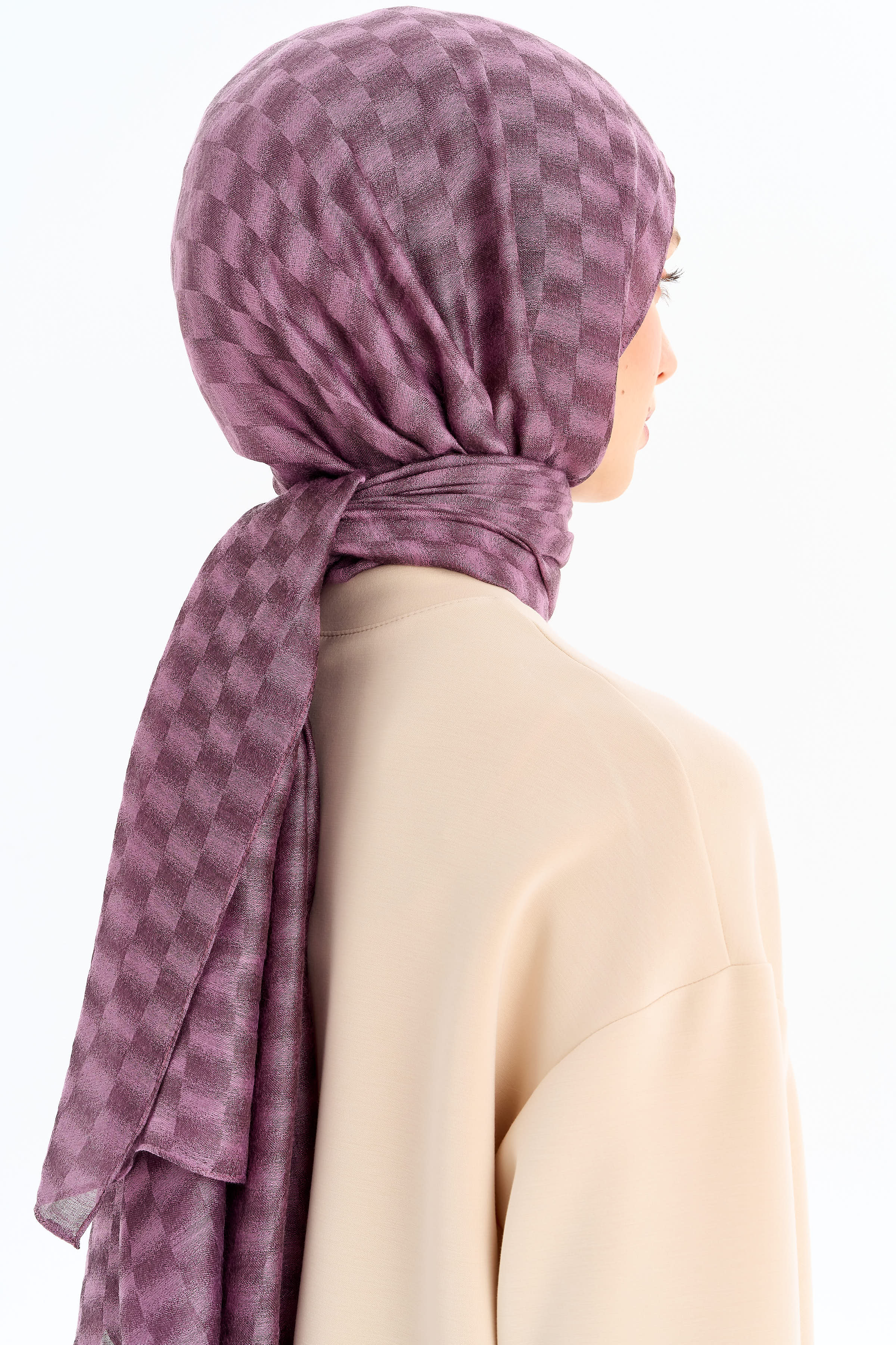 Kare Desen Viskon Şal - Gül Kurusu TUGBA