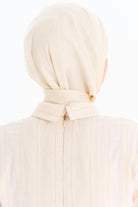 Geometrik Desen Pamuk Eşarp - Ekru TUGBA