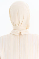 Geometrik Desen Pamuk Eşarp - Ekru TUGBA