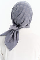 Geometrik Desen Pamuk Eşarp - Koyu Gri TUGBA