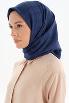 Geometrik Desen Pamuk Eşarp - Lacivert TUGBA