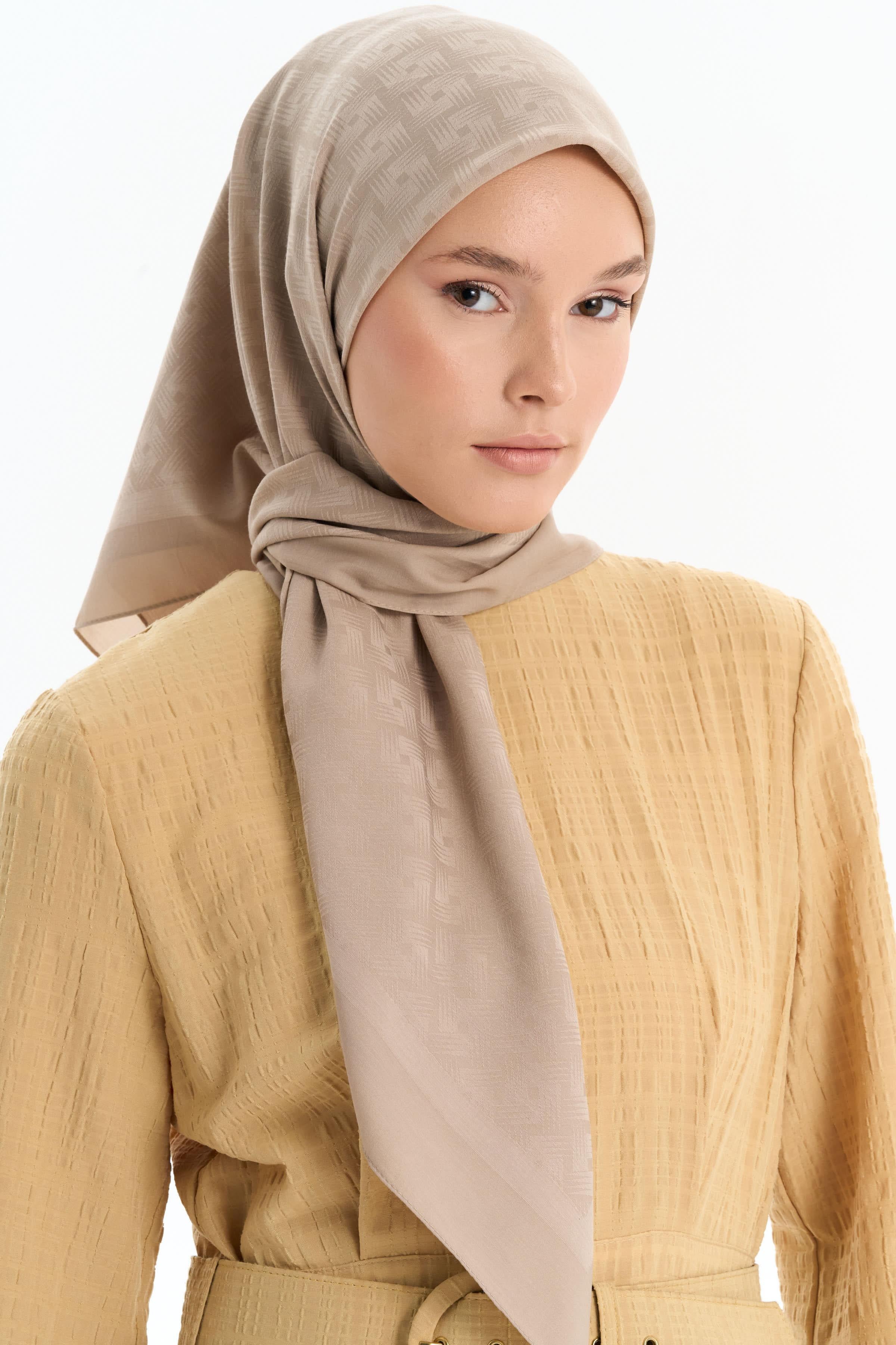 Geometrik Desen Pamuk Eşarp - Taş TUGBA