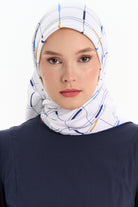 Kare Desenli Stil Eşarp - İndigo TUGBA