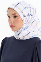 Kare Desenli Stil Eşarp - İndigo TUGBA