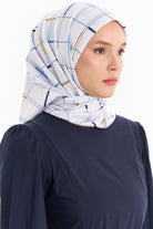 Kare Desenli Stil Eşarp - İndigo TUGBA