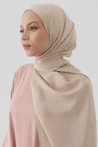 Geometrik Desen Pamuk Şal - Bej TUGBA