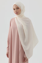 Geometrik Desen Pamuk Şal - Ekru TUGBA