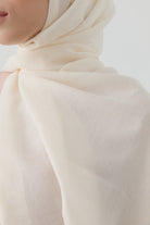 Geometrik Desen Pamuk Şal - Ekru TUGBA