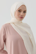 Geometrik Desen Pamuk Şal - Ekru TUGBA