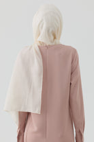 Geometrik Desen Pamuk Şal - Ekru TUGBA