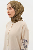 Karışık Desenli Floş Şal - Haki TUGBA