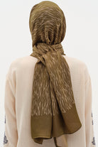 Karışık Desenli Floş Şal - Haki TUGBA