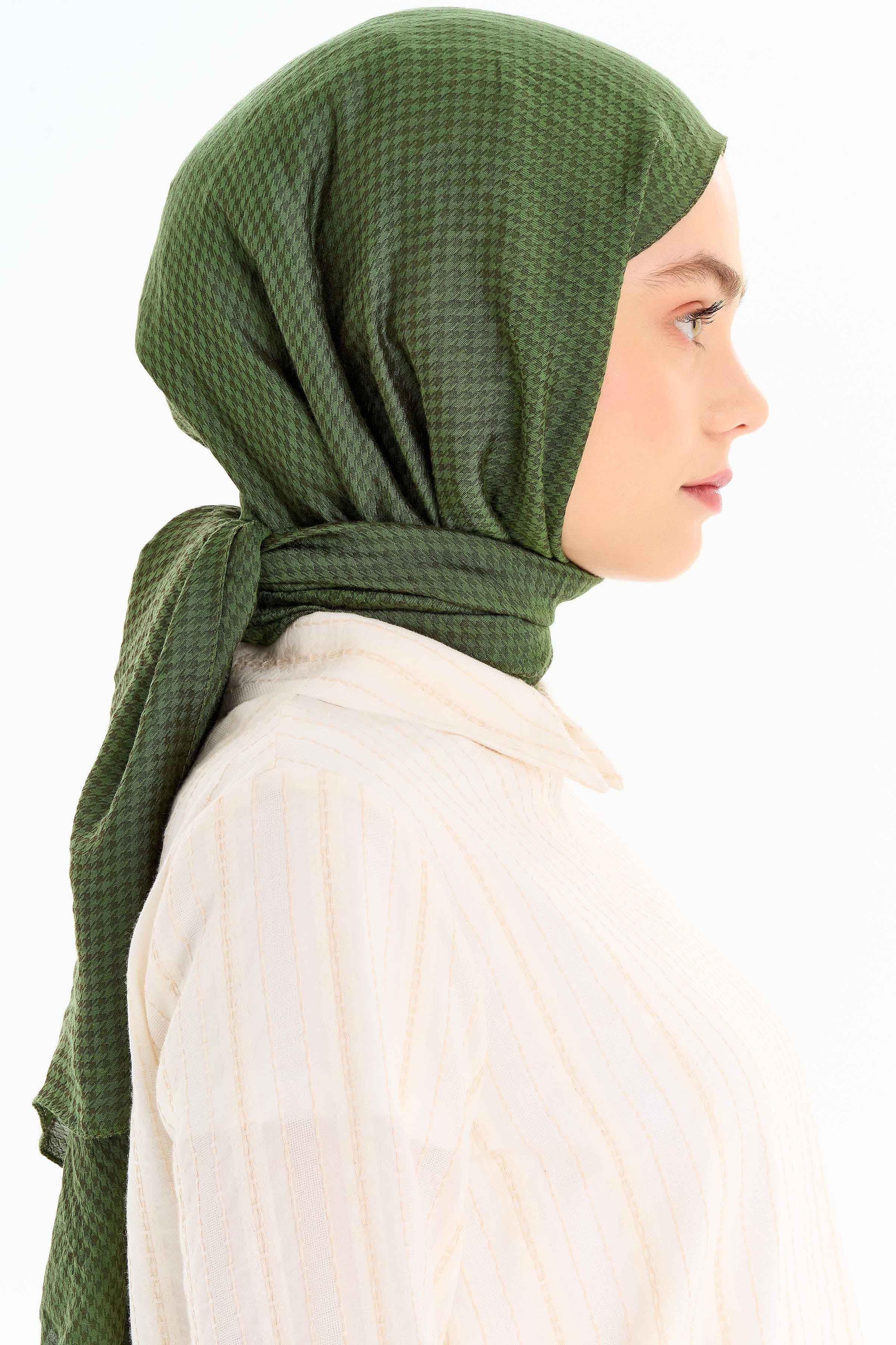 Kazayağı Desen Viskon Şal - Haki TUGBA