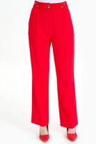 Kemer Detaylı Pantolon - Kırmızı TUGBA