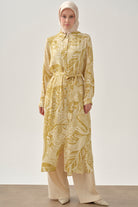 Kemerli Desenli Uzun Tunik - Safran TUGBA