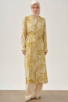 Kemerli Desenli Uzun Tunik - Safran TUGBA