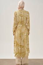 Kemerli Desenli Uzun Tunik - Safran TUGBA