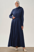 Kemerli Jakar Elbise - İndigo TUGBA