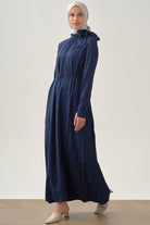 Kemerli Jakar Elbise - İndigo TUGBA