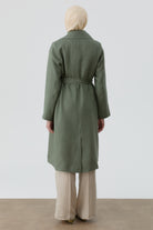 Kemerli Keten Trenç - Haki TUGBA