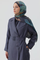 Kemerli Keten Trenç - İndigo TUGBA