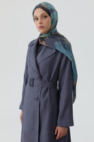 Kemerli Keten Trenç - İndigo TUGBA