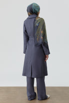 Kemerli Keten Trenç - İndigo TUGBA