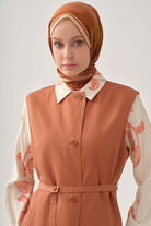 Kemerli Sıfır Yaka Yelek - Kiremit TUGBA