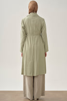 Kemerli Uzun Ceket - Açık Yeşil TUGBA