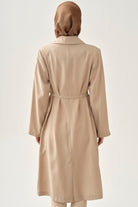 Kemerli Uzun Ceket - Bej TUGBA