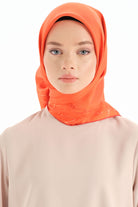 Kenar Detaylı Twill İpek Eşarp - Oranj TUGBA