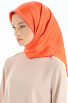 Kenar Detaylı Twill İpek Eşarp - Oranj TUGBA