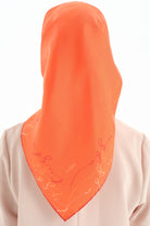 Kenar Detaylı Twill İpek Eşarp - Oranj TUGBA
