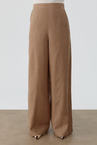 Kesik Detaylı Bol Paça Pantolon - Vizon TUGBA