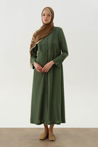 Kesik Detaylı Ferace - Haki TUGBA