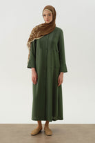 Kesik Detaylı Ferace - Haki TUGBA