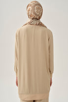 Kesik Detaylı Ribanalı Tunik - Bej TUGBA