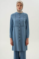 Kesik Detaylı Tunik - İndigo TUGBA