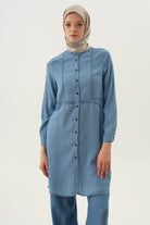 Kesik Detaylı Tunik - İndigo TUGBA